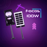 Foco solar de 100W con diseño moderno y eficiente, ideal para iluminar espacios exteriores como patios, jardines y pasillos. Proporciona 1000 lúmenes de luz continua durante 12 horas sin necesidad de sensores. Fabricado con materiales resistentes al clima, asegurando durabilidad y rendimiento óptimo en condiciones tropicales. Perfecto para propietarios de viviendas y apartamentos en Puerto Rico que buscan soluciones de iluminación sostenibles y de bajo mantenimiento.